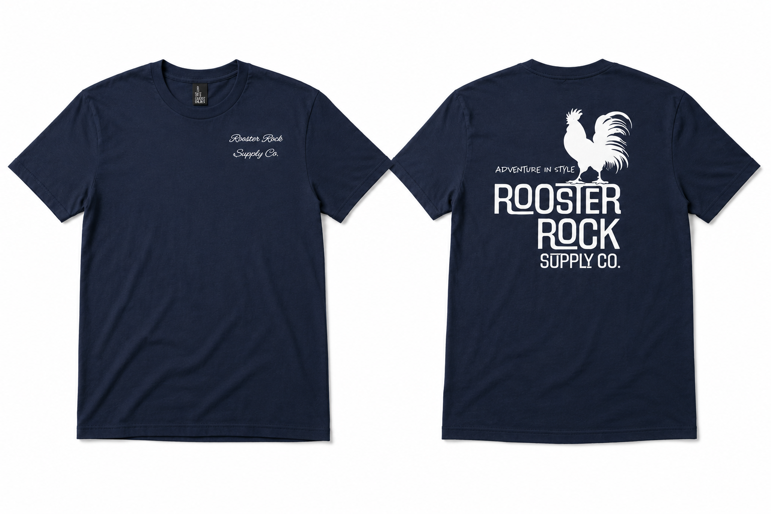 Rooster Rock Script T-Shirt Navy